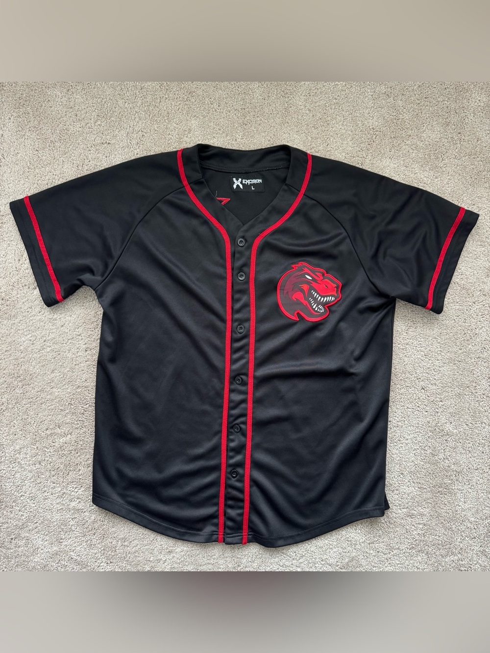 Excision Headbanger Baseball Jersey EDM Electronic Music DJ Dinosaur Sz Large